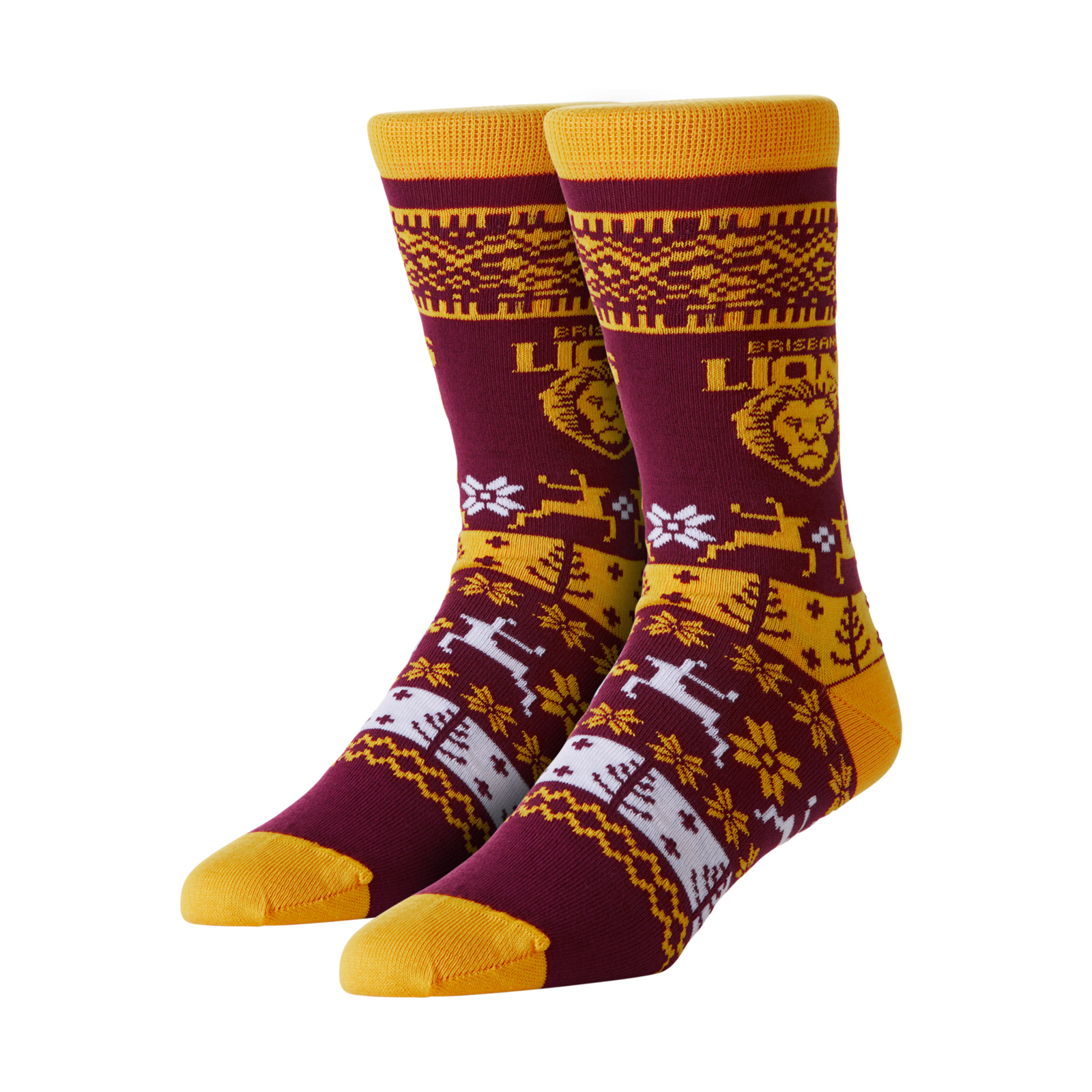 AFL Mens Ugly Xmas Socks Brisbane Lions
