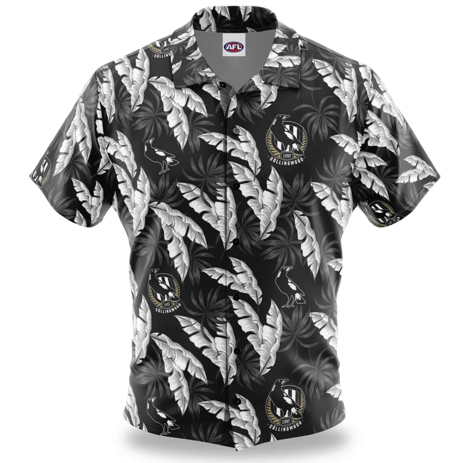 Collingwood Magpies AFL Adults Paradise Hawaiian Shirt | Black