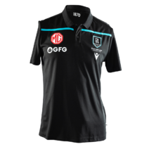 Port Adelaide Power AFL Macron Mens Black Travel Polo