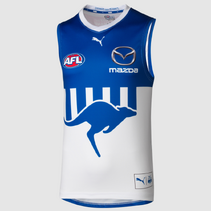 North Melbourne Kangaroos 2025 AFL PUMA Mens Away Guernsey | White/ Blue