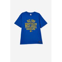 West Coast Eagles AFL COTTON ON Youth Distressed Flocked Tee [Size:  Y7-8]