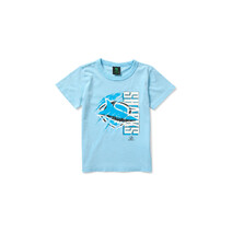 Cronulla Sharks NRL Bleacher Athletic Youth Washed Shred Tee | Light Blue