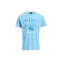 Cronulla Sharks NRL Bleacher Athletic Adults Scroll Tee | Light Blue