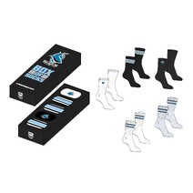 Cronulla Sharks NRL Adults Everyday Socks Box Set - 5 Pair | OS