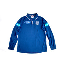 Geelong Cats AFL Cotton ON Mens Coaches Media Polo L/S/NAVY