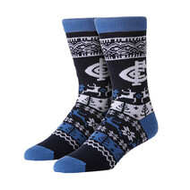 AFL Youth Ugly Xmas Socks Carlton Blues
