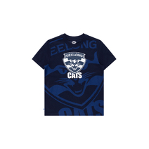 Geelong Cats AFL Kids Oversize Crop Logo Tee