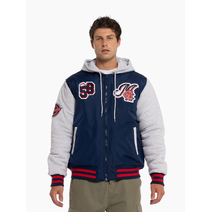Melbourne Demons AFL Mens Patchworks Bomber Jacket | NAVY