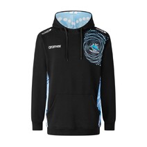 Cronulla Sharks NRL CLASSIC Adults Indigenous Hoodie | Black/Light Blue