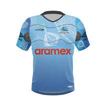 Cronulla Sharks CLASSIC NRL Mens Indigenous Training Tee | Blue