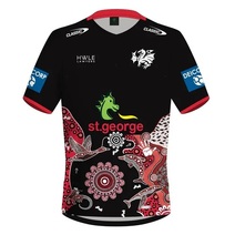 St. George Illawarra Dragons CLASSIC NRL Mens Indigenous Training Tee | Black/ Red