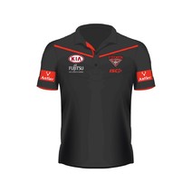 2017 Essendon Kids Media Polo - Black/Red