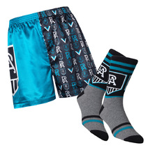 Port Adelaide Power AFL Mens Retro Boxer Shorts & Socks Gift Set