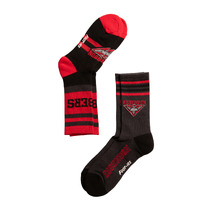 Essendon Bombers AFL Stripe Crew Socks 2Pack | 8-13