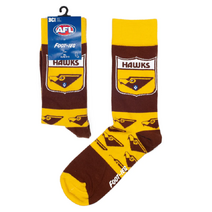 Hawthorn Hawks AFL Heritage Pattern Sock - Mens Size 8-13
