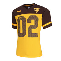 Hawthorn Hawks ISC AFL Mens Grid Iron Jersey Tee | Brown-Gold