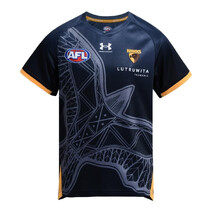 Hawthorn Hawks 2026 UNDER ARMOUR AFL Kids Run Out Tee | Midnight Navy