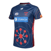 Melbourne Demons NEW BALANCE Mens Indigenous Run out Tee | Red/Blue